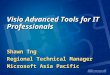Visio Advanced Tools for IT Professionals Shawn Tng Regional Technical Manager Microsoft Asia Pacific