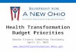 Health Transformation Budget Priorities Senate Finance Committee Testimony April 21, 2015 
