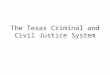 The Texas Criminal and Civil Justice System. This section focuses specifically on the criminal justice system in the state of Texas and the United States