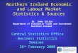 Northern Ireland Economic and Labour Market Statistics & Sources Central Statistics Office Business Statistics Seminar 26 th February 2008 Dr. James Gillan