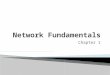 Chapter 1 1.  Introduction to Networking  Fundamental Network Characteristics  Type and Sizes of Networks  Network Performance issues and Concepts