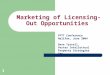 1 Marketing of Licensing-Out Opportunities FPTT Conference Halifax, June 2004 Dave Tyrrell, Vertex Intellectual Property Strategies Inc
