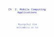 Ch 2. Mobile Computing Applications Myungchul Kim mckim@icu.ac.kr