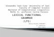 LEXICAL FUNCTIONAL GRAMMAR (LFG) Anca-Diana BIBIRI 1 st semester 2012-2013