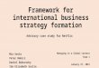 Framework for international business strategy formation Advisory case study for Netflix Mia Arola Peter Babicz Daniel Bukovszky Ida Elisabeth Sorlie Managing