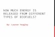 HOW MUCH ENERGY IS RELEASED FROM DIFFERENT TYPES OF BIOFUELS? By: Lauren Yeagley