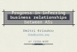 Progress in inferring business relationships between ASs Dmitri Krioukov dima@caida.org 4 th CAIDA-WIDE Workshop
