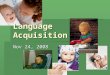 Nov 24, 2008 Language Acquisition. L1 Language Acquisition How can we research child language acquisition? 1.Observations 2.Surveys/interviews 3.Corpora