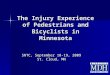 The Injury Experience of Pedestrians and Bicyclists in Minnesota SNTC, September 18-19, 2009 St. Cloud, MN