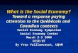 What is the Social Economy? Toward a response paying attention to the Québécois and Canadian contexts Social Economy Symposium Social Economy Center March