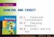 © Thomson/South-WesternSlideCHAPTER 231 BANKING AND CREDIT 23.1Financial Institutions 23.2Checking Accounts 23.3Credit and Its Use Chapter 23