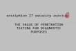 Encription IT security services THE VALUE OF PENETRATION TESTING FOR DIAGNOSTIC PURPOSES