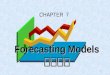 1 Forecasting Models 預測模式 CHAPTER 7 2 7.1 時間序列預測介紹 (p.486) Introduction to Time Series Forecasting 預測 (Forecasting) 昰預言將來之過程 預測 昰所有企業重要之部分