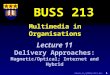 Clarke, R. J (2001) L213-06: 1 Multimedia in Organisations BUSS 213 Lecture 11 Delivery Approaches: Magnetic/Optical; Internet and Hybrid