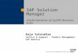 Anja Schindler Service & Support – Product Management SAP America SAP Solution Manager Implementation of mySAP Business Suite