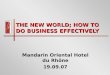 THE NEW WORLD; HOW TO DO BUSINESS EFFECTIVELY Mandarin Oriental Hotel du Rhône 19.09.07
