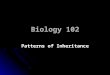 Biology 102 Patterns of Inheritance. Lecture outline Down Syndrome: Clarification Down Syndrome: Clarification Patterns of Inheritance: Introduction Patterns