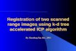 Registration of two scanned range images using k-d tree accelerated ICP algorithm By Xiaodong Yan Dec. 2003