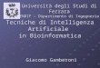 Tecniche di Intelligenza Artificiale in Bioinformatica Università degli Studi di Ferrara ENDIF – Dipartimento di Ingegneria Giacomo Gamberoni