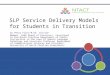 SLP Service Delivery Models for Students in Transition by Perry Flynn M.Ed. CCC/SLP Member, ASHA Board of Directors, Consultant to the North Carolina Department