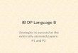 IB DP Language B Strategies to succeed at the externally assessed papers: P1 and P2