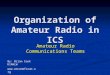 Organization of Amateur Radio in ICS Amateur Radio Communications Teams By: Brian Cook KI4HLW 