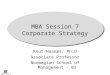 MBA Session 7 Corporate Strategy Knut Haanæs, Ph.D Associate Professor Norwegian School of Management - BI
