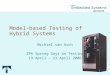 Model-based Testing of Hybrid Systems Michiel van Osch IPA Spring Days on Testing 19 April – 21 April 2006