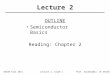 EE105 Fall 2011Lecture 2, Slide 1Prof. Salahuddin, UC Berkeley Lecture 2 OUTLINE Semiconductor Basics Reading: Chapter 2