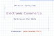 Electronic Commerce Selling on the Web MIS 6453 – Spring 2006 Instructor: John Seydel, Ph.D