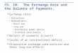Ch. 10: The Exchange Rate and the Balance of Payments.  Exchange rates Definition Determinants Short run Long run Purchasing power parity Interest rate