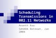 Scheduling Transmissions in 802.11 Networks Ananth Rao SAHARA Retreat, Jan 2004