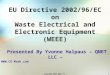 Copyright 2008 QNET LLC1 EU Directive 2002/96/EC on Waste Electrical and Electronic Equipment (WEEE) Presented By Yvonne Halpaus – QNET LLC – 