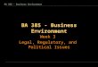 1-1 BA 385 - Business Environment Week 3 Legal, Regulatory, and Political Issues