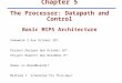 Chapter 5 The Processor: Datapath and Control Basic MIPS Architecture Homework 2 due October 28 th. Project Designs due October 28 th. Project Reports