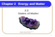 1 Chapter 2Energy and Matter 2.5 States of Matter Copyright © 2005 by Pearson Education, Inc. Publishing as Benjamin Cummings