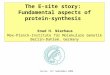 The E-site story: Fundamental aspects of protein-synthesis Knud H. Nierhaus Max-Planck-Institute für Molekulare Genetik Berlin-Dahlem, Germany Tucson,