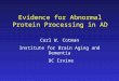 Evidence for Abnormal Protein Processing in AD Carl W. Cotman Institute for Brain Aging and Dementia UC Irvine