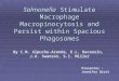 Presenter : Jennifer Bratt Salmonella Stimulate Macrophage Macropinocytosis and Persist within Spacious Phagosomes By C.M. Alpuche-Aranda, E.L. Racoosin,
