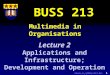 Clarke, R. J (2001) L213-02: 1 Multimedia in Organisations BUSS 213 Lecture 2 Applications and Infrastructure; Development and Operation