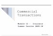 ©MNoonan2009 Commercial Transactions Module 12 - Insurance Summer Session 2009-10
