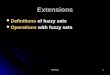 Extensions1 Extensions Definitions of fuzzy sets Definitions of fuzzy sets Operations with fuzzy sets Operations with fuzzy sets