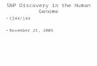 SNP Discovery in the Human Genome C244/144 November 21, 2005