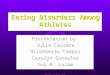 Eating Disorders Among Athletes Presentation by: Julie Cassara Hildeberto Campos Carolyn Gonzalez Gus M. Lasam Return to main page Return to main page