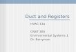 Duct and Registers HVAC 13a CNST 305 Environmental Systems 1 Dr. Berryman