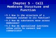 Chapter 5 - Cell Membrane Structure and Function 5.1 How is the structure of a membrane related to its function? 5.2 How do substances move across membranes?