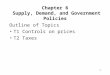 1 Chapter 6 Supply, Demand, and Government Policies Outline of Topics T1 Controls on prices T2 Taxes