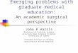 Emerging problems with graduate medical education: An academic surgical perspective John P Harris Professor of Vascular Surgery Associate Dean Surgical