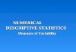 NUMERICAL DESCRIPTIVE STATISTICS Measures of Variability