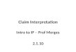 Claim Interpretation Intro to IP – Prof Merges 2.1.10